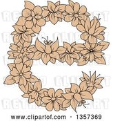 Vector Clip Art of Retro Tan Floral Lowercase Letter E Design by Vector Tradition SM