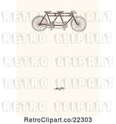 Vector Clip Art of Retro Tandem Bicycle and Blossoms on Beige by BestVector