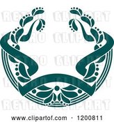 Vector Clip Art of Retro Teal Coat of Arms Wreath with Ribbons 2 by Vector Tradition SM