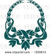 Vector Clip Art of Retro Teal Coat of Arms Wreath with Ribbons 3 by Vector Tradition SM