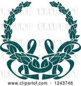 Vector Clip Art of Retro Teal Coat of Arms Wreath with Ribbons 4 by Vector Tradition SM