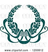 Vector Clip Art of Retro Teal Coat of Arms Wreath with Ribbons by Vector Tradition SM