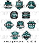 Vector Clip Art of Retro Teal Quality Guarantee Labels by Vector Tradition SM