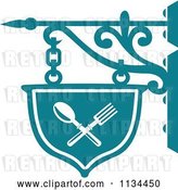 Vector Clip Art of Retro Teal Restaurant Diner Shingle Sign 2 by Vector Tradition SM