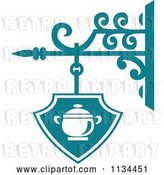 Vector Clip Art of Retro Teal Restaurant Diner Shingle Sign 3 by Vector Tradition SM