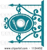 Vector Clip Art of Retro Teal Restaurant Diner Shingle Sign 4 by Vector Tradition SM