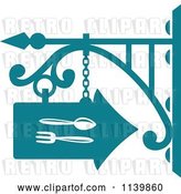 Vector Clip Art of Retro Teal Restaurant Diner Shingle Sign 6 by Vector Tradition SM