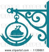 Vector Clip Art of Retro Teal Restaurant Diner Shingle Sign 7 by Vector Tradition SM