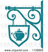 Vector Clip Art of Retro Teal Restaurant Diner Shingle Sign 8 by Vector Tradition SM