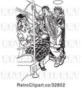 Vector Clip Art of Retro Teenage Boy Flirting with a Girl on a School Bus in by Picsburg