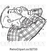 Vector Clip Art of Retro Teenage Boy Pouring Food in His Mouth in by Picsburg