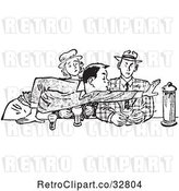 Vector Clip Art of Retro Teenage Couple and Rude Boy Reaching Across a Table in by Picsburg