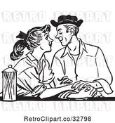 Vector Clip Art of Retro Teenage Couple Gazing at a Diner in by Picsburg