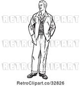 Vector Clip Art of Retro Teenage Guy Standing with His Hands in His Pockets by Picsburg