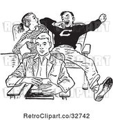 Vector Clip Art of Retro Teenage High School Boy Yawning Rudely in Class in by Picsburg