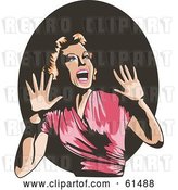 Vector Clip Art of Retro Terrified Lady Screaming and Holding Her Hands up by R Formidable