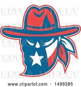 Vector Clip Art of Retro Texan Outlaw Wearing a Bandana and Cowboy Hat by Patrimonio