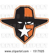 Vector Clip Art of Retro Texan Outlaw Wearing a Bandana and Cowboy Hat by Patrimonio