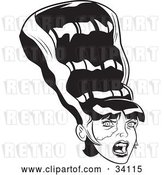 Vector Clip Art of Retro the Bride of Frankenstein with a Conical Black Hairdo with White Stripes and a Stitched Cheek by Lawrence Christmas Illustration