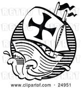 Vector Clip Art of Retro the Mayflower Ship Transporting Pilgrims to America by Andy Nortnik