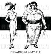 Vector Clip Art of Retro Thin and Overweight Fashionable Women by Prawny Vintage