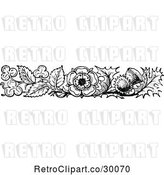 Vector Clip Art of Retro Thistle Clover and Flower Border by Prawny Vintage