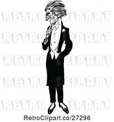 Vector Clip Art of Retro Thoughtful Guy by Prawny Vintage