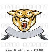 Vector Clip Art of Retro Tiger Head and Blank Banner Logo by Patrimonio