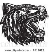 Vector Clip Art of Retro Tiger Head Roaring, in Woodcut by Patrimonio
