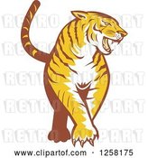 Vector Clip Art of Retro Tiger Prowling by Patrimonio