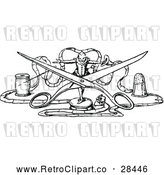 Vector Clip Art of Retro Tiny Man with Scissors and Thread by Prawny Vintage