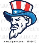 Vector Clip Art of Retro Tough Angry Uncle Sam Face with a Patriotic Top Hat by Patrimonio