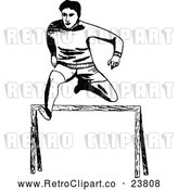 Vector Clip Art of Retro Track Athlete Leaping a Hurdle by Prawny Vintage