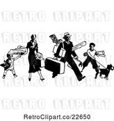 Vector Clip Art of Retro Traveling Family with Luggage by BestVector