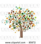 Vector Clip Art of Retro Tree with Halftone Dot Foliage - Version 4 by BNP Design Studio