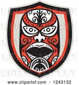 Vector Clip Art of Retro Tribal Maori Mask Shield by Patrimonio
