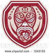 Vector Clip Art of Retro Tribal Maori Mask with a Tongue Shield by Patrimonio