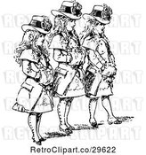 Vector Clip Art of Retro Trio of Girls in Hats and Coats by Prawny Vintage