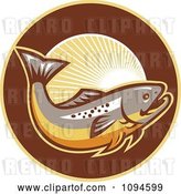 Vector Clip Art of Retro Trout and Rays by Patrimonio