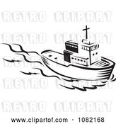 Vector Clip Art of Retro Tug Boat by Patrimonio