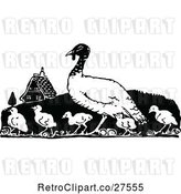 Vector Clip Art of Retro Turkey Bird and Chicks by Prawny Vintage