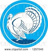 Vector Clip Art of Retro Turkey Bird in a Blue Circle by Patrimonio