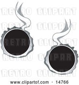 Vector Clip Art of Retro Two Hot Bullet Holes Through Metal, Smoking by Andy Nortnik
