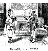 Vector Clip Art of Retro Two Men Smoking and Talking by a Fireplace by Prawny Vintage