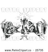 Vector Clip Art of Retro Two Men Talking and Drinking at a Table by Prawny Vintage