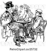 Vector Clip Art of Retro Two Men Talking at a Table by Prawny Vintage