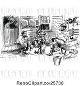 Vector Clip Art of Retro Two Men Talking in a Yard by Prawny Vintage