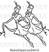 Vector Clip Art of Retro Two Women Dancing by Prawny Vintage