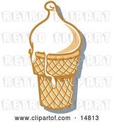Vector Clip Art of Retro Vanilla Ice Cream in a Cone, Melting over the Rim by Andy Nortnik