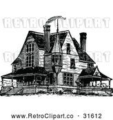 Vector Clip Art of Retro Victorian Queen Anne Style House 1 by Prawny Vintage